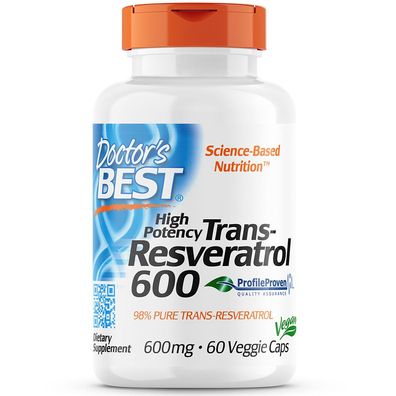 Doctor's Best, High Potency Trans-Resveratrol, 600mg, 60 Veg. Kapseln