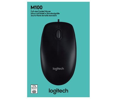 Logitech M100 USB Maus 1000 dpi schwarz