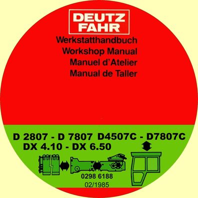 Werkstatthandbuch Deutz Fahr Trennen Kabine D28.7-D7807507C-D7807C DX 4.10-DX 6.50