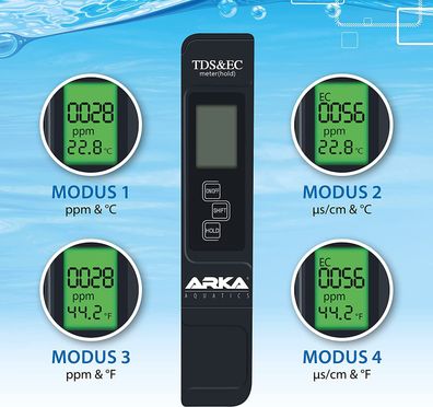 Arka TDS / EC - Messgerät 3in1 TDS & EC & Temperatur