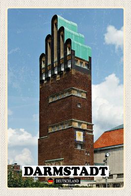 Top-Schild m. Kordel, versch. Größen, Darmstadt, Hochzeitsturm, Backstein, neu & ovp