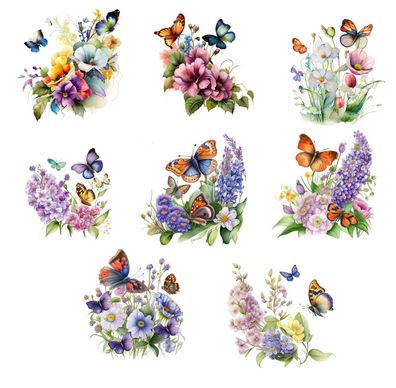 Bügelbild Bügelmotiv Schmetterling Blumen Mädchen verschiedene Größen