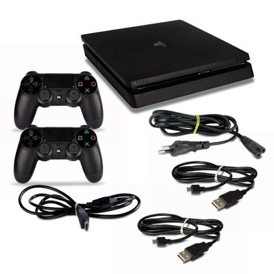 PS4 Konsole Slim - Modell Cuh-2016A 500 GB in Schwarz #44 + alles Kabel + 2 Contro...