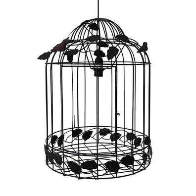 Hängelampe BIRDY schwarz braun Vogelkäfig Deckenlampe mit Blättern und Vögeln