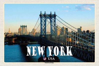 Blechschild 18x12 cm - New York USA Manhattan Bridge Brücke