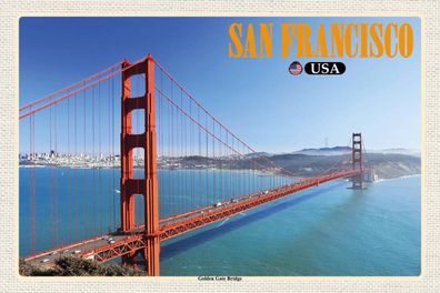 Holzschild 18x12 cm - San Francisco Usa Golden Gate Bridge