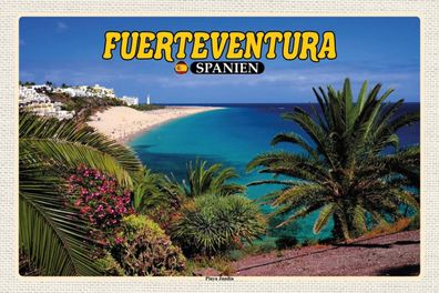 Holzschild 18x12 cm - Fuerteventura Spanien Playa Jandia Meer