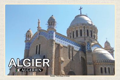 Blechschild 18x12 cm - Algier Algerien Basilika Notre-Dame