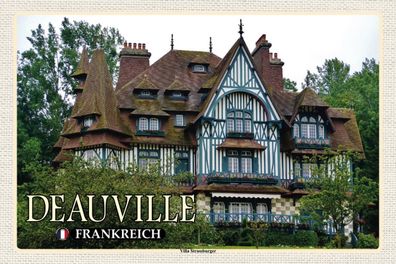 Holzschild 18x12 cm - Deauville Frankreich Villa Strassburger