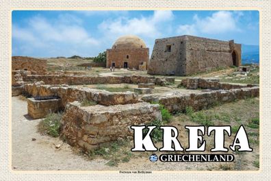 Holzschild 18x12 cm - Kreta Griechenland Fortezza von Rethymno