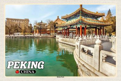 Blechschild 18x12 cm - Peking China Beihai Park Wanddeko