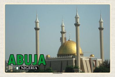 Holzschild 18x12 cm - Abuja Nigeria Nationalmoschee