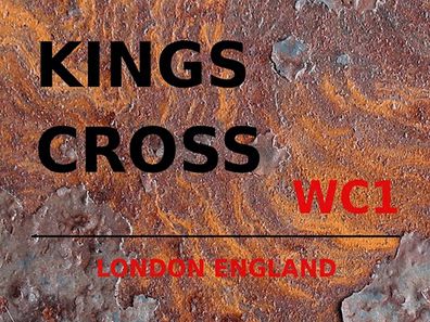 Holzschild 30x40 cm - London England Kings Cross Wc1