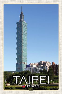 Holzschild 18x12 cm - Taipei Taiwan Taipei 101 Wolkenkratzer