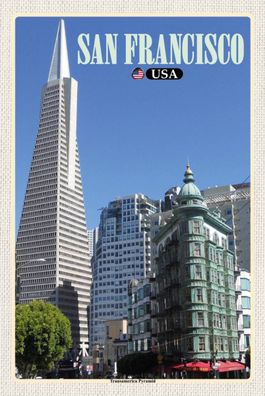 Holzschild 18x12 cm - San Francisco Usa Transamerica Pyramid