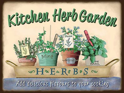 Holzschild 30x40 cm - Garten Kirchen Herb Garden Mint Thyme