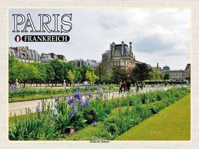 Holzschild 30x40 cm - Paris Frankreich Jardin des Tuileries Park