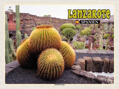 Blechschild 30x40 cm - Lanzarote Spanien Jardin de Cactus Garten