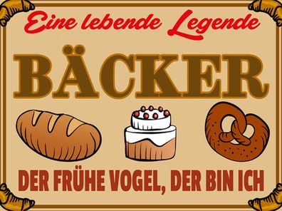 Blechschild 30x40 cm - Essen Lebende Legende Bäcker Brot