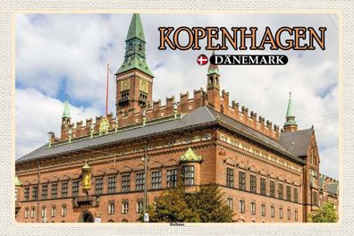 Blechschild 18x12 cm - Kopenhagen Dänemark Rathaus