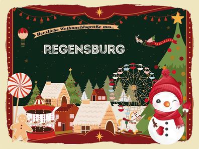 Blechschild 30x40 cm - Weihnachten Grüße Regensburg