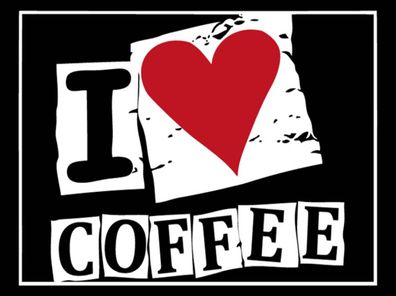 Holzschild 30x40 cm - Kaffee I Love Coffee (Herz)
