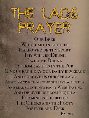 Blechschild 30x40 cm - the lads Prayer our Beer which