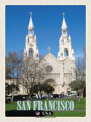 Holzschild 30x40 cm - San Francisco Saints Peter And Paul Church