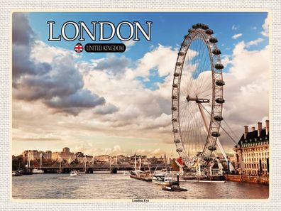 Blechschild 30x40 cm - United Kingdom England London Eye