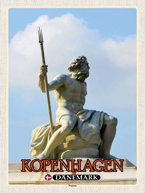 Blechschild 30x40 cm - Kopenhagen Dänemark Neptun Statue