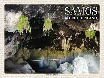 Holzschild 30x40 cm - Samos Griechenland Höhle Des Pythagoras