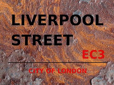 Blechschild 30x40 cm - London City Liverpool Street EC3