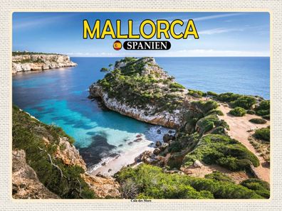 Holzschild 30x40 cm - Mallorca Spanien Cala des Moro Bucht