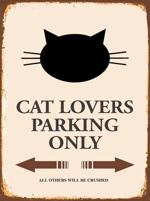 Holzschild 30x40 cm - cat lovers parking only Katze