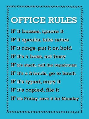 Holzschild 30x40 cm - Office Rules Office Regeln