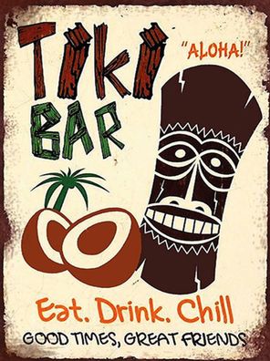 Holzschild 30x40 cm - TIKI Bar Aloha eat drink chill