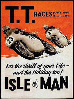 Holzschild 30x40 cm - Motorrad TT Races Isle of Man