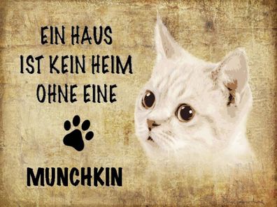 Blechschild 30x40 cm - Munchkin Katze ohne kein Heim