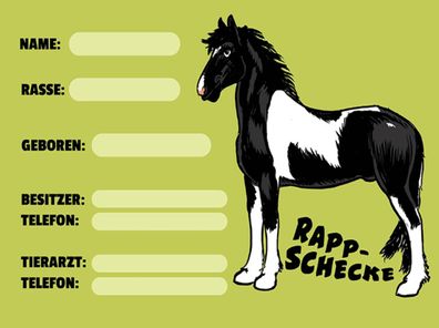 Holzschild 30x40 cm - Pferd Rappschecke Name Besitzer Rasse