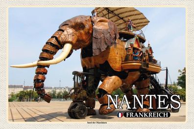 Holzschild 18x12 cm - Nantes Frankreich Insel Der Maschinen