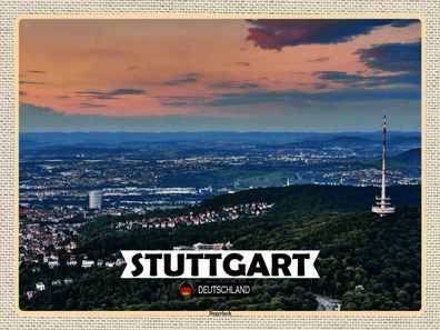 Holzschild 30x40 cm - Stuttgart Blick Auf Degerloch