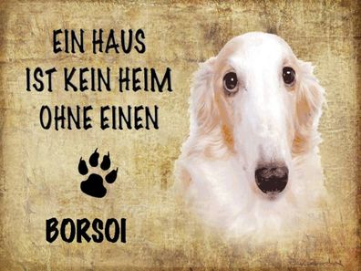 Holzschild 30x40 cm - Borsoi Hund ohne kein Heim