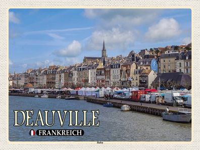 Holzschild 30x40 cm - Deauville Frankreich Hafen Boote