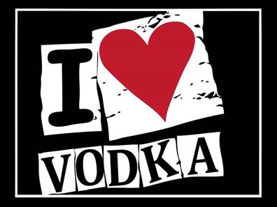 Blechschild 30x40 cm - Alkohol I love Vodka (Herz)