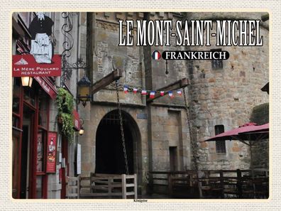 Holzschild 30x40 cm - Le Mont-Saint-Michel Frankreich Königstor