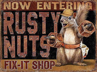 Holzschild 30x40 cm - Fix-it Shop rusty nuts Garage