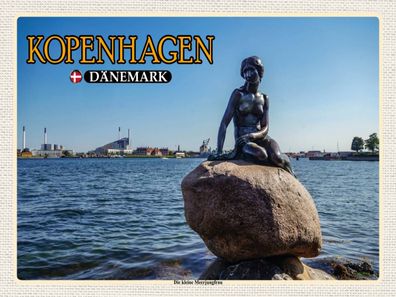 Blechschild 30x40 cm - Kopenhagen Dänemark kleine Meerjungfrau