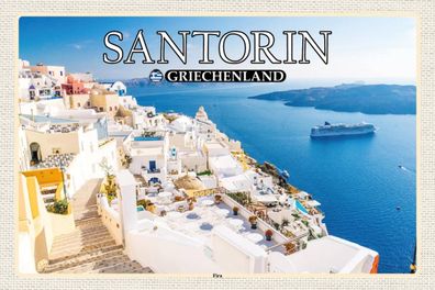 Blechschild 18x12 cm - Santorin Griechenland Fira Hauptstadt