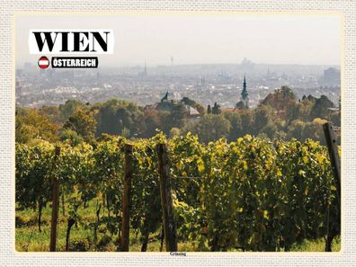 Holzschild 30x40 cm - Wien Österreich Grinzing Weinfelder