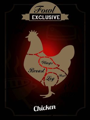 Blechschild 30x40 cm - Fleisch Fowl exklusive chicken